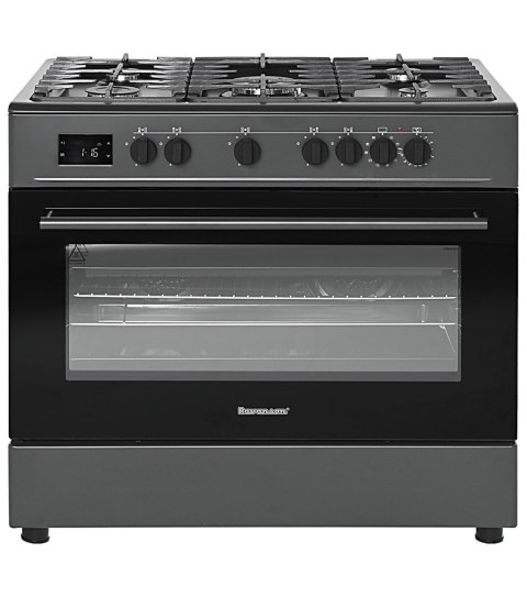 Kuchnia gazowo-elektryczna RAVANSON KWGE-K90A Cheff Modern Black | 5 palników + palnik WOK | termoobieg | rożen | czarny