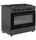 Kuchnia gazowo-elektryczna RAVANSON KWGE-K90A Cheff Modern Black | 5 palników + palnik WOK | termoobieg | rożen | czarny