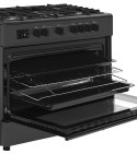 Kuchnia gazowo-elektryczna RAVANSON KWGE-K90A Cheff Modern Black | 5 palników + palnik WOK | termoobieg | rożen | czarny