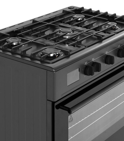 Kuchnia gazowo-elektryczna RAVANSON KWGE-K90A Cheff Modern Black | 5 palników + palnik WOK | termoobieg | rożen | czarny