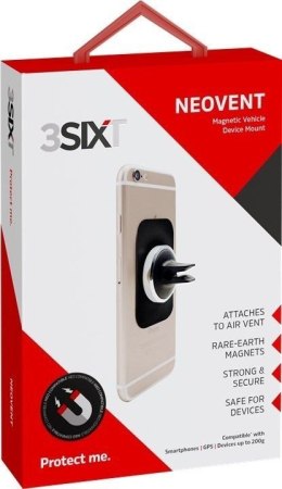 3SIXT NeoVent 3S-0241 Magnetic Holder, Suitable for Smartphones, Metal plate, Silicone rubber, Black