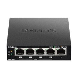 D-Link Switch DES-1005P/B Unmanaged, Desktop, 10/100 Mbps (RJ-45) ports quantity 5, PoE ports quantity 4, Power supply type Exte