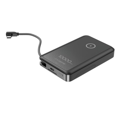 GEMBIRD BEZPRZEWODOWY POWERBANK MAGNETYCZNY 15 W ZE ZINTEGROWANĄ PODSTAWKĄ 10000 MAH, CZARNY