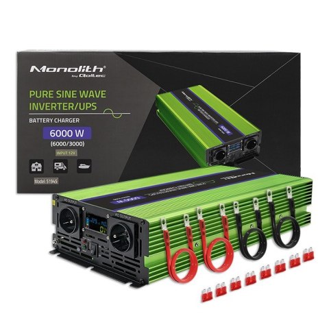Qoltec Monolith adapter zasilający/ inwentor Automatyczna 6000 W Zielony