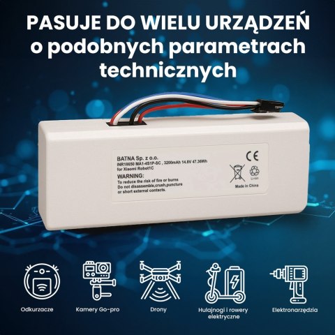 Bateria akumulator Xiaomi Robot 1C P1904-4S1P-MM, 3200mAh, 47.36Wh, STYTJ01ZHM Mijia 1C P1904-4S1P-MM (Dreame MC1808)
