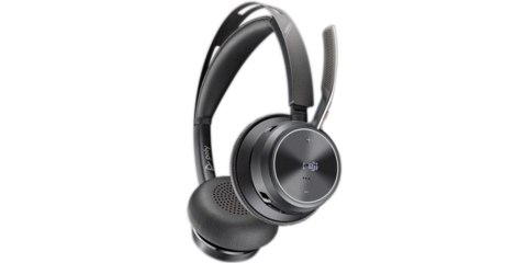 POLY Zestaw słuchawkowy Voyager Focus 2 z certyfikatem Microsoft Teams USB-C-C + przejściówka USB-C/A + podstawka ładująca