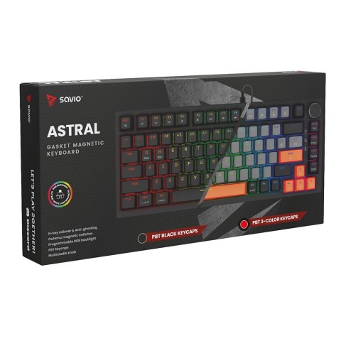 SAVIO KLAWIATURA MAGNETYCZNA ASTRAL BLACK OUTEMU WHITE JADE RGB 3 KOLORY KEYCAPÓW