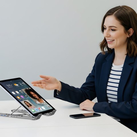 UNITEK PODSTAWKA POD LAPTOP REGULOWANA + HUB USB-C/A, HDMI 2.0, PD 100W