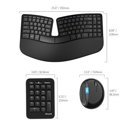 Microsoft | L5V-00009 | Sculpt Ergonomic Desktop | Multimedia | Wireless | Mouse included | DK | Black | Danish | 842 g | Numeri
