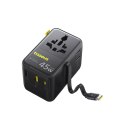Adapter podróżny 6w1 ze zwijanym kablem USB-C 45W - czarny