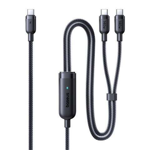 Kabel przewód 2w1 USB-C - 2x USB-C 140W 1.5 m - czarny