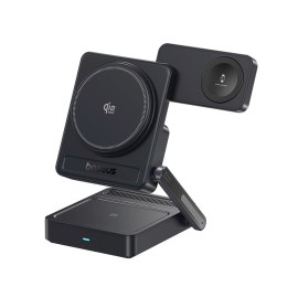 Ładowarka bezprzewodowa 3w1 Qi2.2 35W z zasilaczem EU 45W i kablem USB-C 1m - czarna