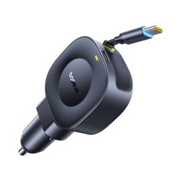 Ładowarka samochodowa USB-C ze zwijanym kablem USB-C 30W - czarna
