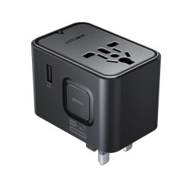Adapter podróżny ładowarka sieciowa USB-C USB-A AC EU US UK AU - czarna