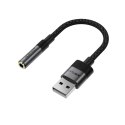 Adapter przejściówka USB-A - mini jack 3.5 mm - czarny