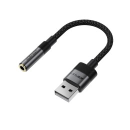 Adapter przejściówka USB-A - mini jack 3.5 mm - czarny
