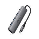 Hub stacja dokująca 5w1 USB-C - USB-A USB-C HDMI 4K 60Hz PD 90W - szara