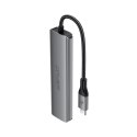Hub stacja dokująca 5w1 USB-C - USB-A USB-C HDMI 4K 60Hz PD 90W - szara
