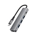 Hub stacja dokująca 5w1 USB-C - USB-A USB-C HDMI 4K 60Hz PD 90W - szara