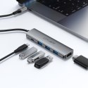 Hub stacja dokująca 5w1 USB-C - USB-A USB-C HDMI 4K 60Hz PD 90W - szara