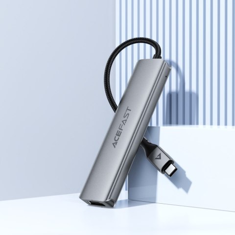 Hub stacja dokująca 5w1 USB-C - USB-A USB-C HDMI 4K 60Hz PD 90W - szara