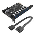 Karta rozszerzeń PCI-E - 7x USB 3.0 do komputera stacjonarnego - czarna