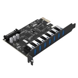 Karta rozszerzeń PCI-E - 7x USB 3.0 do komputera stacjonarnego - czarna