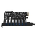 Karta rozszerzeń PCI-E - 7x USB 3.0 do komputera stacjonarnego - czarna