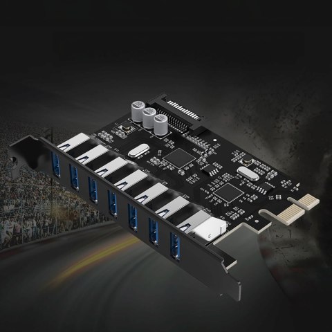 Karta rozszerzeń PCI-E - 7x USB 3.0 do komputera stacjonarnego - czarna