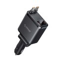 Ładowarka samochodowa USB-A USB-C 45W ze zwijanymi kablami USB-C - czarna