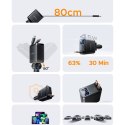 Ładowarka samochodowa USB-A USB-C 45W ze zwijanymi kablami USB-C - czarna