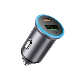Ładowarka samochodowa USB-A USB-C 65W - szara