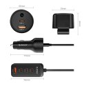 Ładowarka samochodowa USB-A USB-C z przedłużaczem 108W - czarna