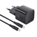 Ładowarka sieciowa USB-C 30W GaN z kablem USB-C - Lightning 1.2m - czarna