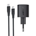 Ładowarka sieciowa USB-C 30W GaN z kablem USB-C - Lightning 1.2m - czarna
