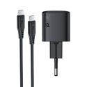 Ładowarka sieciowa USB-C 30W GaN z kablem USB-C - Lightning 1.2m - czarna