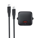 Ładowarka sieciowa USB-C 30W GaN z kablem USB-C - Lightning 1.2m - czarna