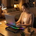 Podstawka chłodząca gamingowa pod laptop z uchwytem na telefon RGB - czarna