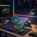 Podstawka chłodząca gamingowa pod laptop z uchwytem na telefon RGB - czarna
