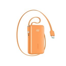 Powerbank 10000mAh z wbudowanymi kablami USB-C 35W - pomarańczowy