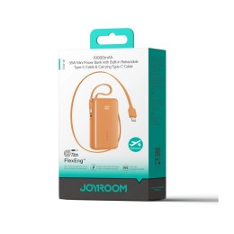 Powerbank 10000mAh z wbudowanymi kablami USB-C 35W - pomarańczowy