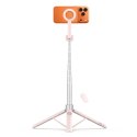 Selfie stick kijek tripod do zdjęć Bluetooth - różowo szary