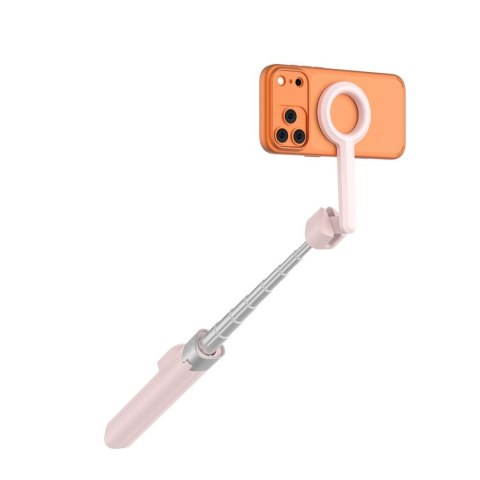Selfie stick kijek tripod do zdjęć Bluetooth - różowo szary