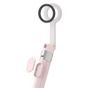 Selfie stick kijek tripod do zdjęć Bluetooth - różowo szary