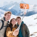 Selfie stick kijek tripod do zdjęć Bluetooth - różowo szary