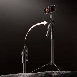 Selfie stick tripod 1/4'' na telefon kamerę aparat Bluetooth - czarny