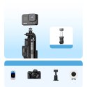 Selfie stick tripod 1/4'' na telefon kamerę aparat z obrotem 360 Bluetooth - czarny