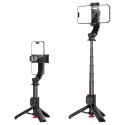 Selfie stick z automatycznym statywem i pilotem Bluetooth 63 cm - czarny