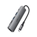 Hub stacja dokująca 6w1 USB-C - UAB-A USB-C HDMI SD 4K 60Hz PD 90W - szara