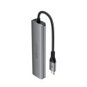 Hub stacja dokująca 6w1 USB-C - UAB-A USB-C HDMI SD 4K 60Hz PD 90W - szara
